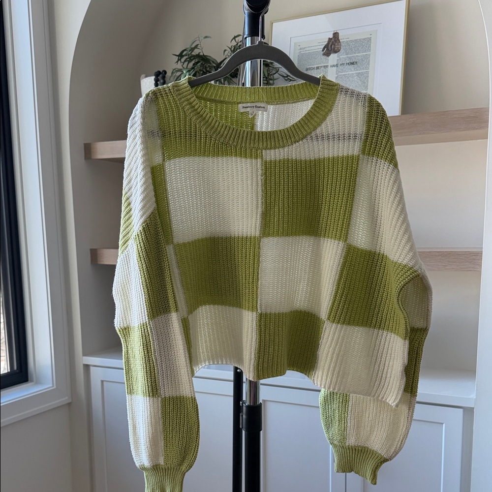 Newbury Kustom Green and White Checkered Sweater